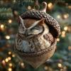 Forest Animal Acorn Ornaments 2D Flat Acrylic Cute Christmas Trees Hanging Decor Rustic Home Decor Holiday Gift For Ornament