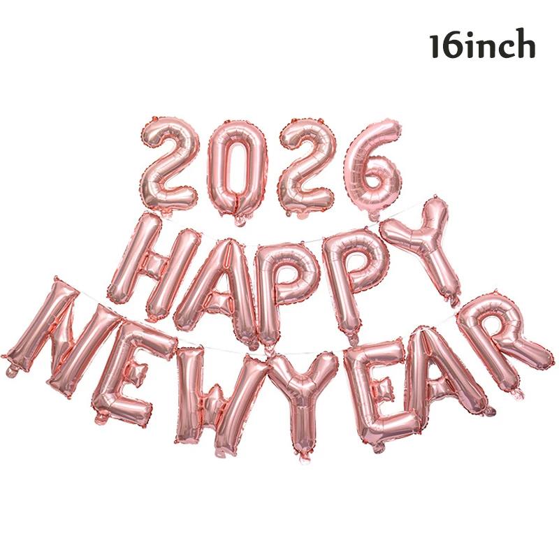 16Inch 2026 Happy New Year Foil Balloons Christmas New Year Party Decoration Festival Party Supplies Photo Props Home Decor