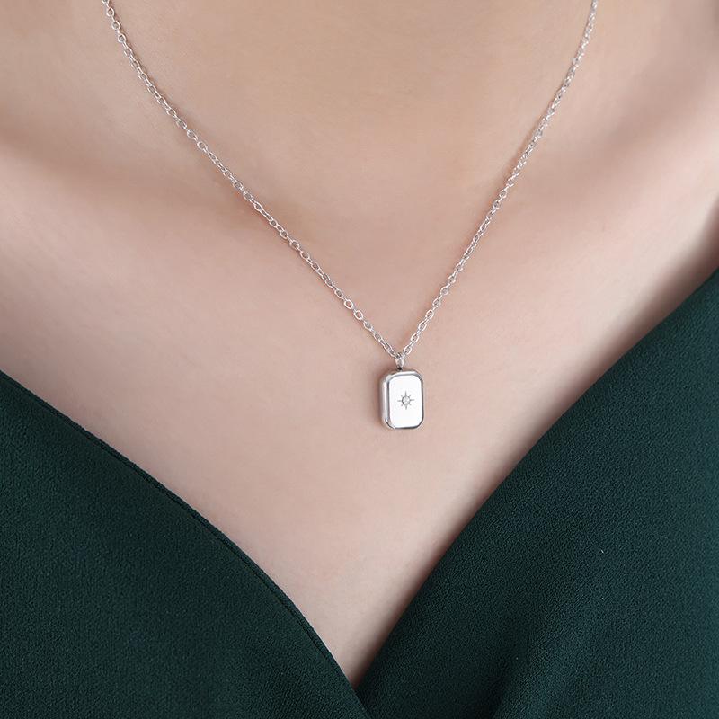 Zircon Geometry Pendant Necklace For Women Ins Korean Style Simple Gold Color Titanium Steel Neck Chain Fashion Jewelry Gifts