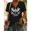 Fashion Women's V-Neck Short Sleeve 3D Casual Color Printing Casual Short Sleeve V-Neck T-Shirt