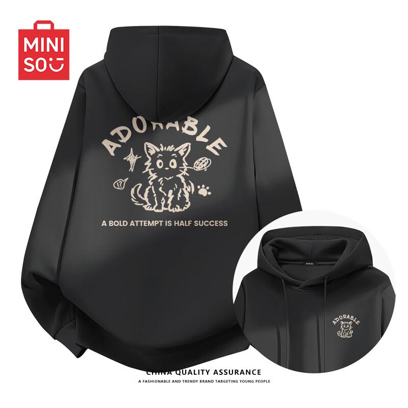 

MINISO Men s Cartoon Sketch Cat Hooded Sweatshirt 2XL