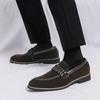 Fashion Designer Brand Men's Suede Leather Shoes Soft Sole Massage Sole Loafers Trendy Green Outdoor Commuting Men's Work Shoes