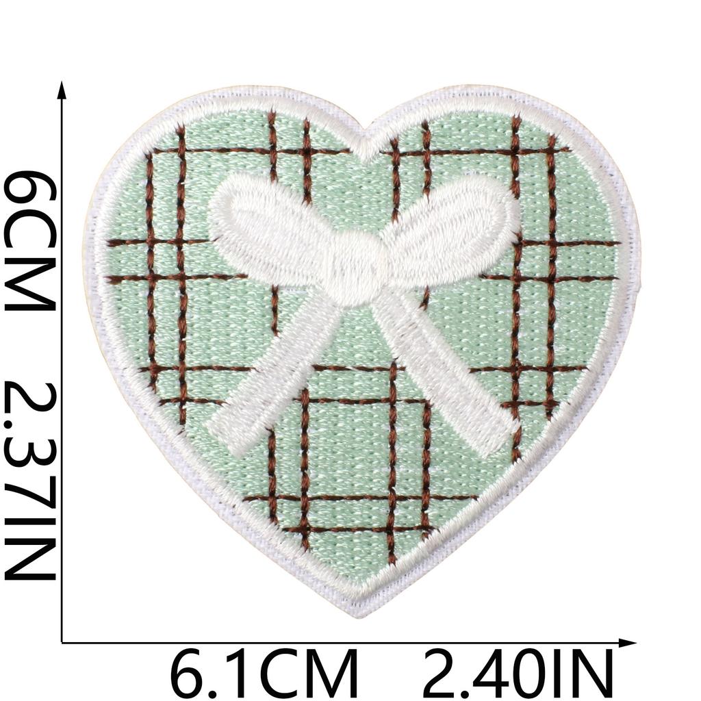 Grid Love Shape Embroidery Cloth Sticker Repair Subsidy Ironing Clothes Hole Patch Bag Shoes And Hats Cute Decorative Sticker