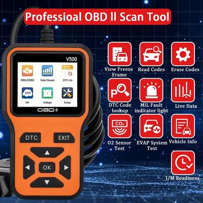 Araç OBD2 Tarayıcı Teşhis Aracı Kod Okuyucu, Araç Voltaj Test Cihazı Motor Arıza Kodu Tarayıcı, Şarj Test Cihazı Teşhis Aracı V500