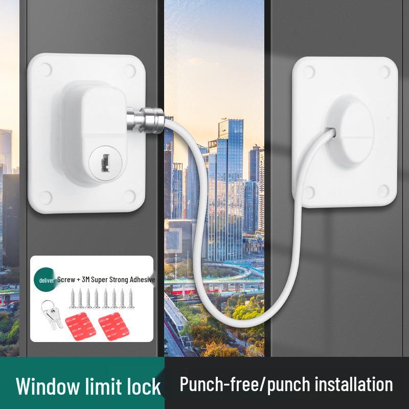 Anti-Theft Child Safety Lock for Outward Opening Windows and Doors - No-Drill Sliding Latch Limiter