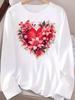 (Asian Size) Love Flower Style Casual Clothing Graphic Tee Women Autumn Winter Spring Fashion Top O-neck Print T Shirt Long Sleeve T-shirts