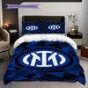 Inter Milan Emblem Blue Geometric Background Three-piece set (1 * duvet cover + 2 * pillowcase, without core) Soft and comfortable