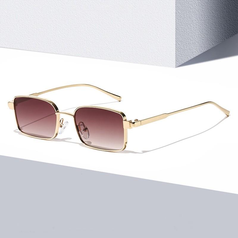 KLASSNUM Lightweight Square Metal Sunglasses UV400 Protection Gradient Lens Trendy Eyewear For Women Men Retro Style Sun Glasses