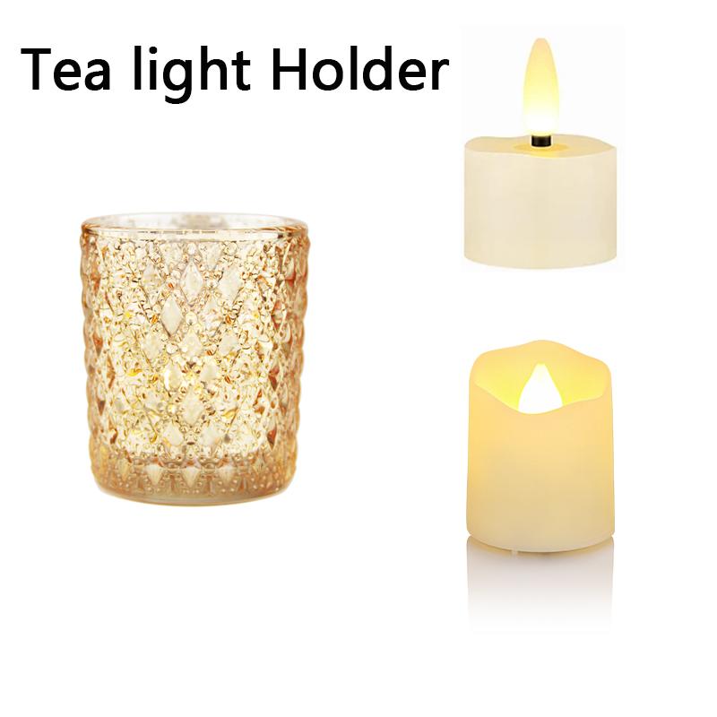 Candle Holder Glass Golden Cup Candlestick Led Tealight Candles For Wedding Table Home Decoration Candle Gift Box Candlesticks