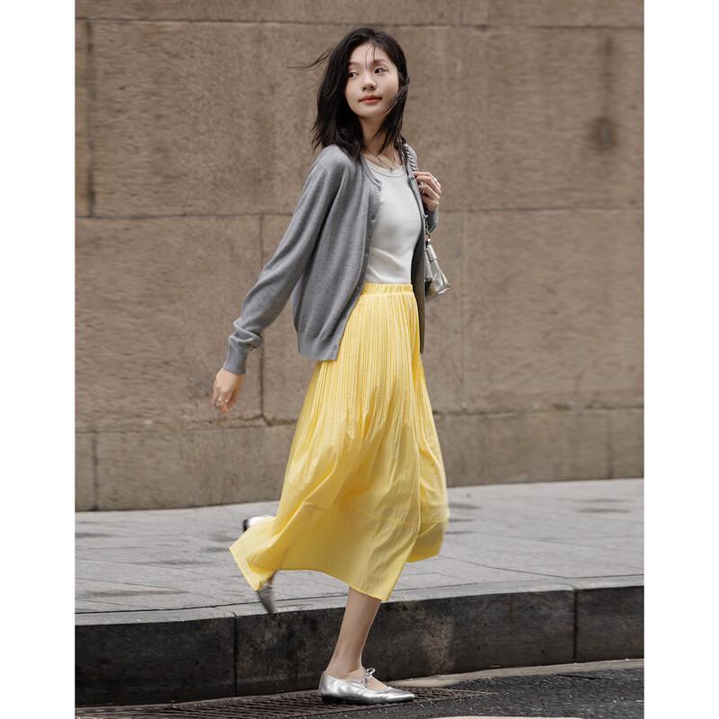 Demana Women s Pleated A-Line Cloud Cotton Midi Skirt L