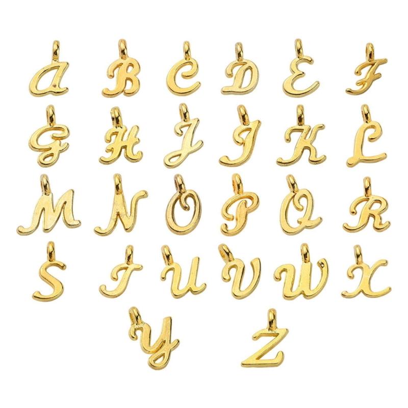 2 Set 26 A-Z Initial Letter Alloy Pendant Alphabet Charm DIY Jewellery Kit for Necklace Bracelet Earring Crafts DIY