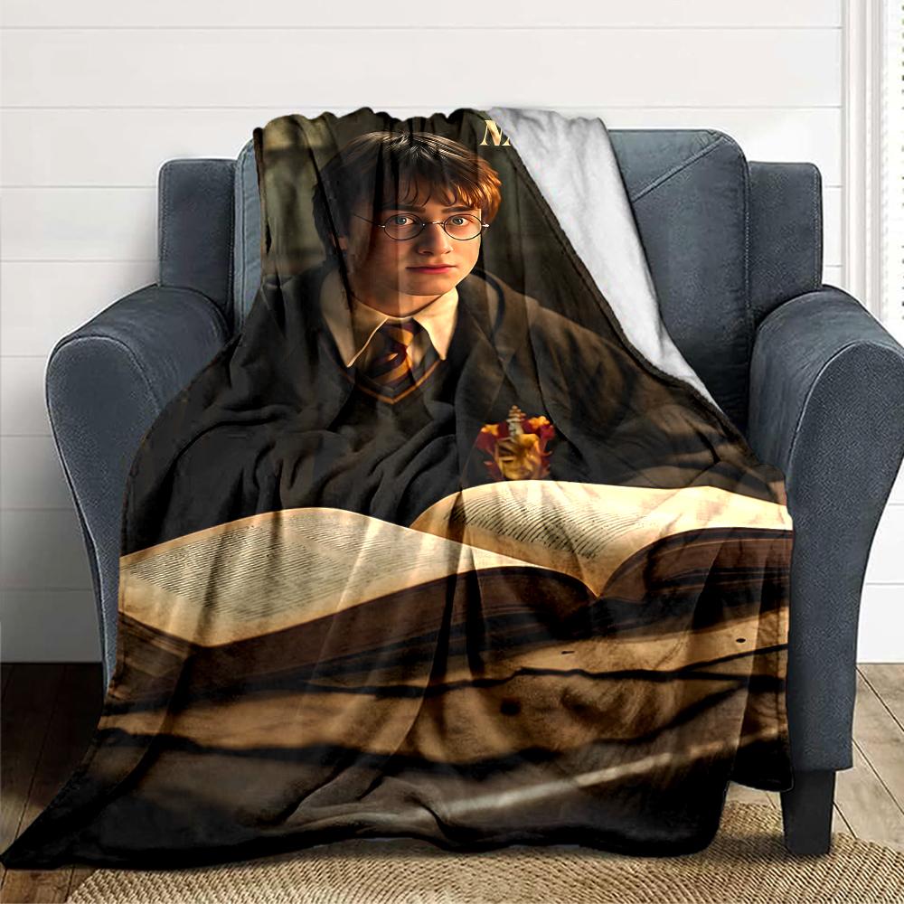 Custom Name "Hogwarts Castle Trilogy" Blanket for Couch & Bed, Plush Cozy Fuzzy Blanket Super Soft & Warm Blankets for Fall and Winter. 090891