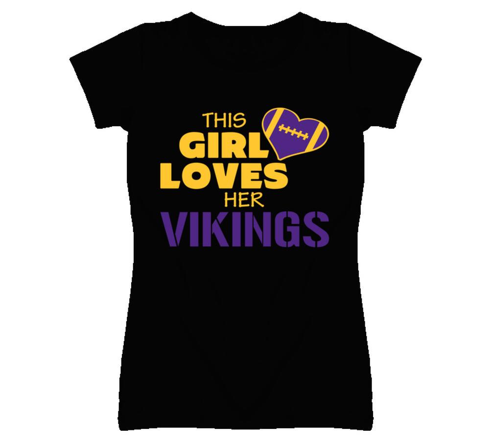 This Girl Loves Her Vikings Football T Shirt Mens Womens Tees Top - Minnesota Vikings Team Colors 3XL