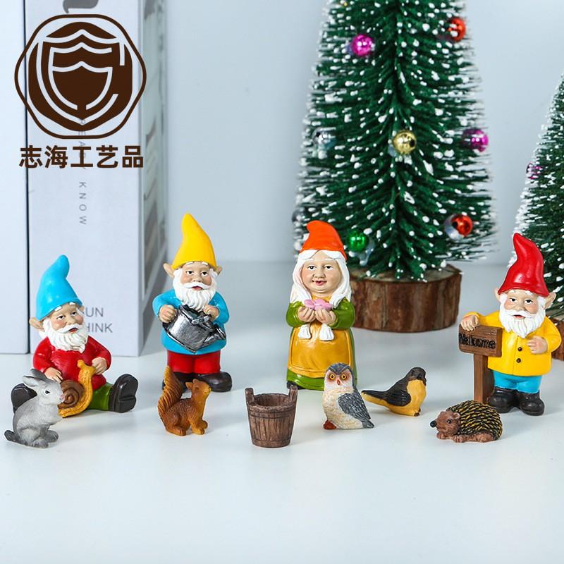 6.5cm Garden Gnome Animal Figurine Resin Decor Gift Box Christmas Holiday Ornament Kids Friends