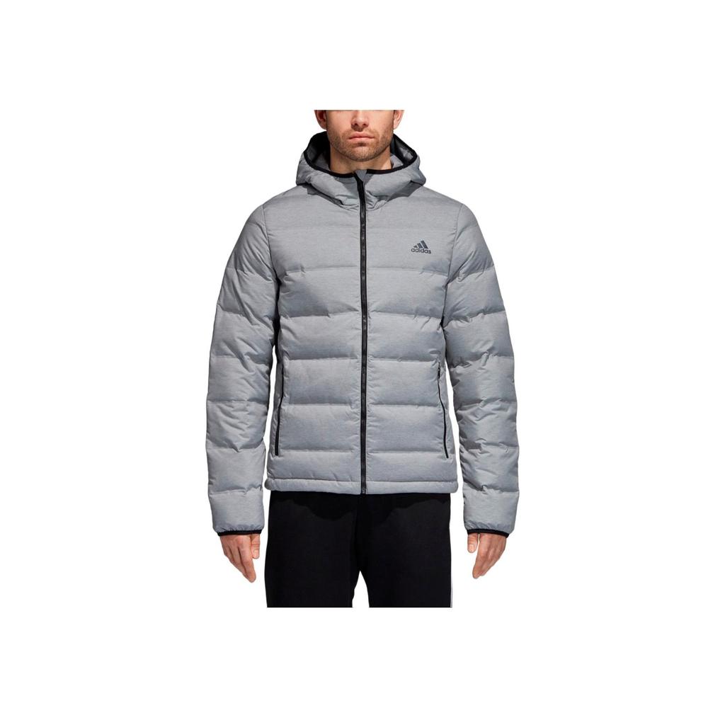 adidas Logo Hooded Warm Casual Outdoor Down Jacket Men Outerwear Medium-Hemp-Grey CZ1386