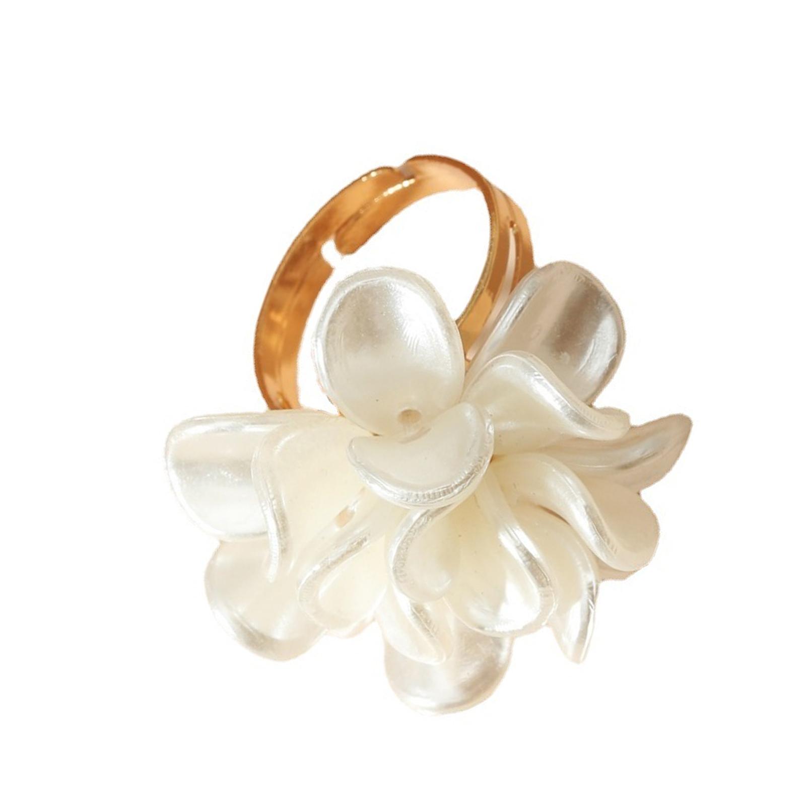 

Stylish Floral Statement Ring Open Shank Design Camellia Shaped Finger Accessory Fashion Jewelry Handmade Gift 1