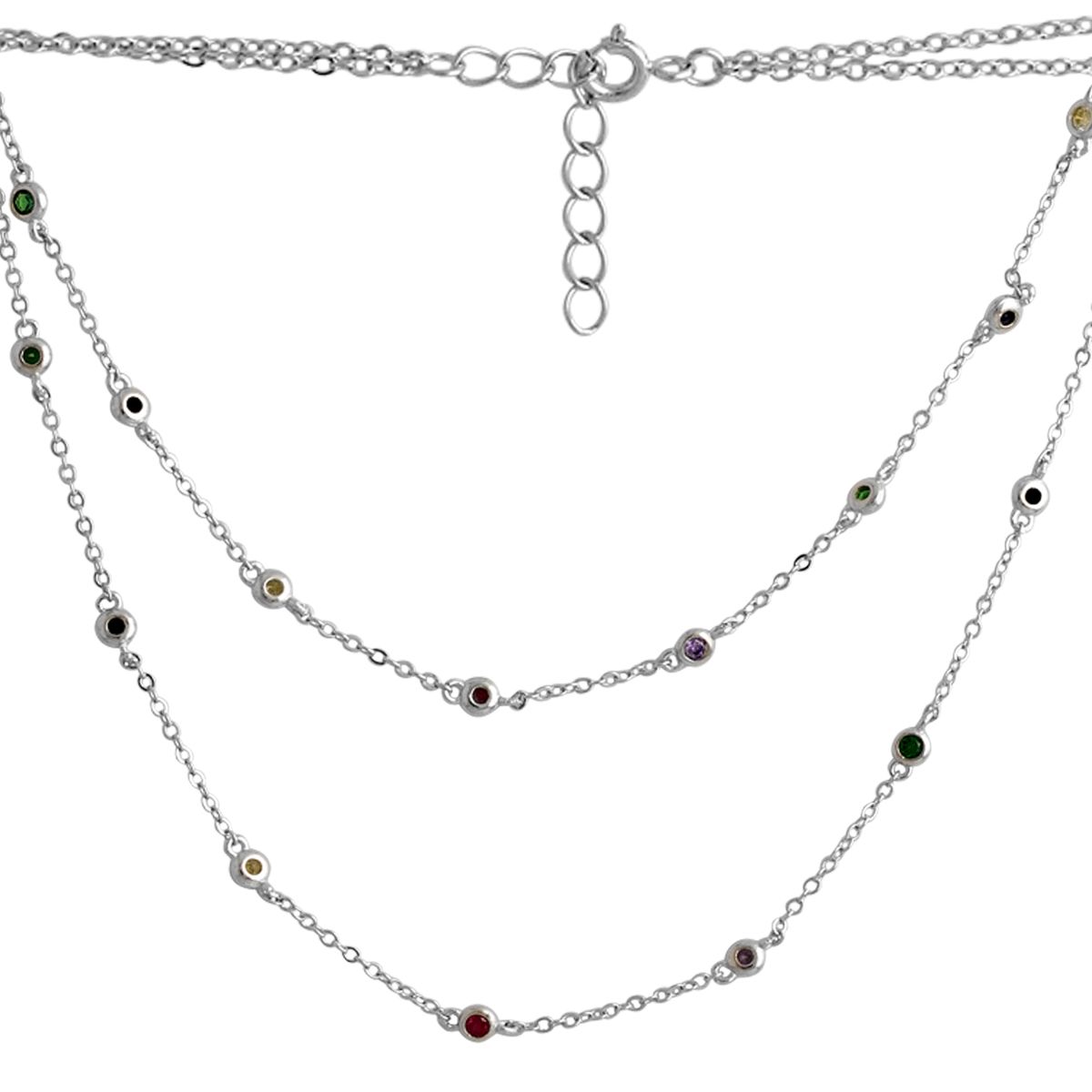 

Срібне кольє з фіанітами (2137672) 40-45cm білий