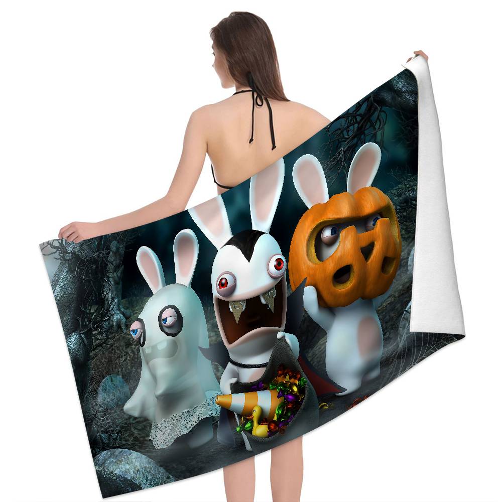 R-Rabbids I-InvasionS Microfiber Printed Beach Towel Mountain Climbing Yoga Beach Swimming Running Absorbent Soft Towel