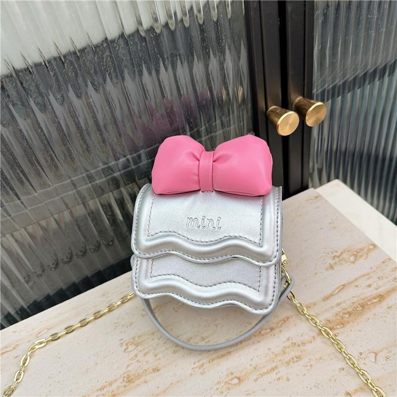 

Cute 2024 New Butterfly Bow Single Shoulder Bag Girls Princess Style Crossbody Bag Mini Outdoor Handbag серебряный