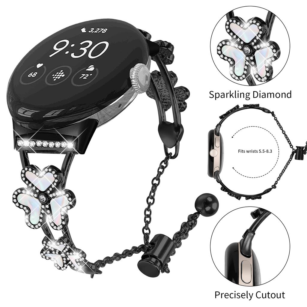 Metal Band Heart Clover Decor For Google Pixel Watch 3 41mm/Pixel Watch 2/Pixel Watch Watchband Bracelet Replacement
