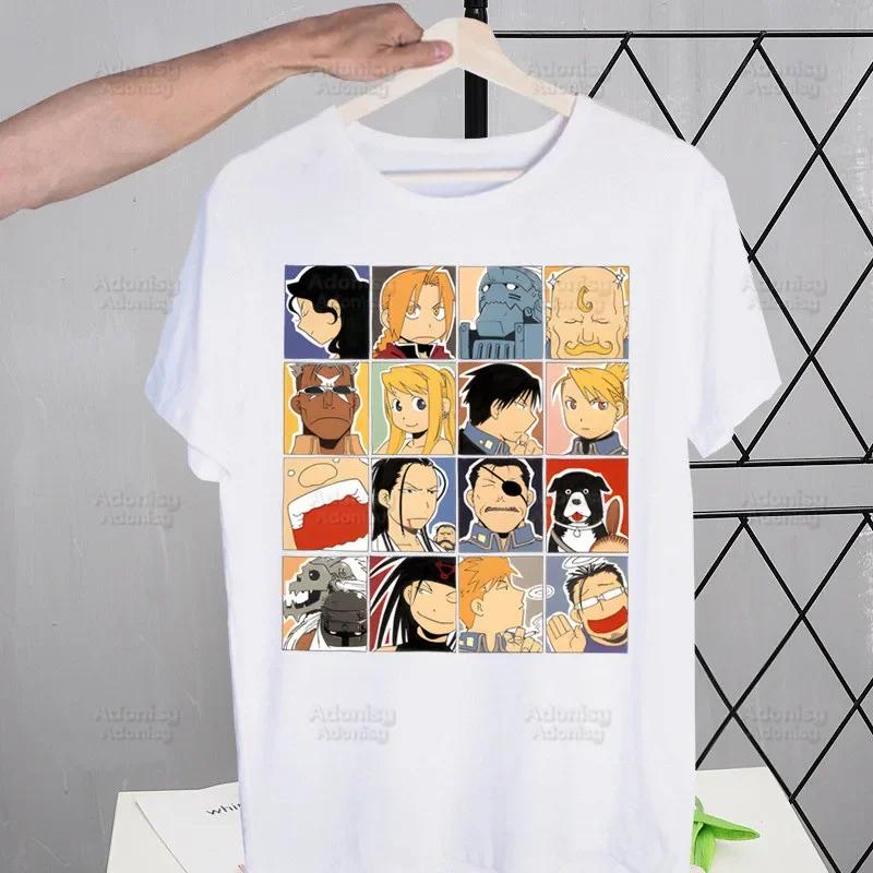 Fullmetal Alchemist Men's Tshirt Cute Printing Shirt Mens Fashion Anime Edward Elric T-Shirt For Men Casual Tops Short Sleeve