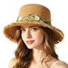 Sun Hat Wide Brim Floppy Edges Breathable Woven Straw Hat with Chrysanthemum Garland Lightweight Summer Beach Travel Hat