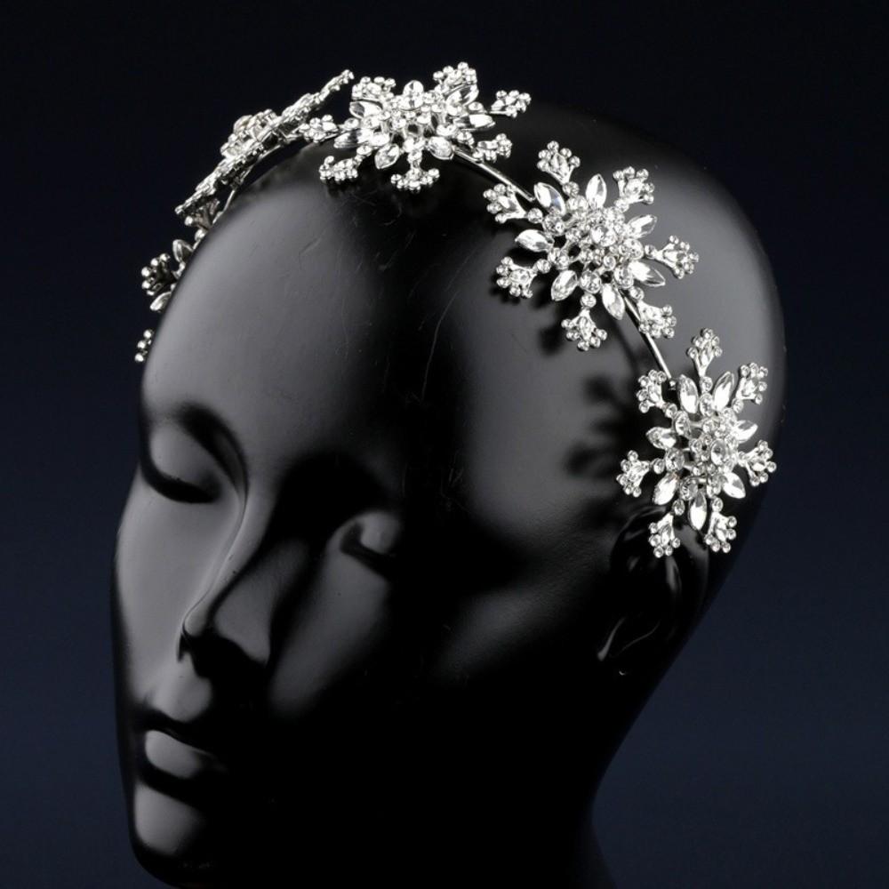 Exquisite Rhinestone Snowflake Hairband Sparkling Pageant Diadem Headband Photography Props