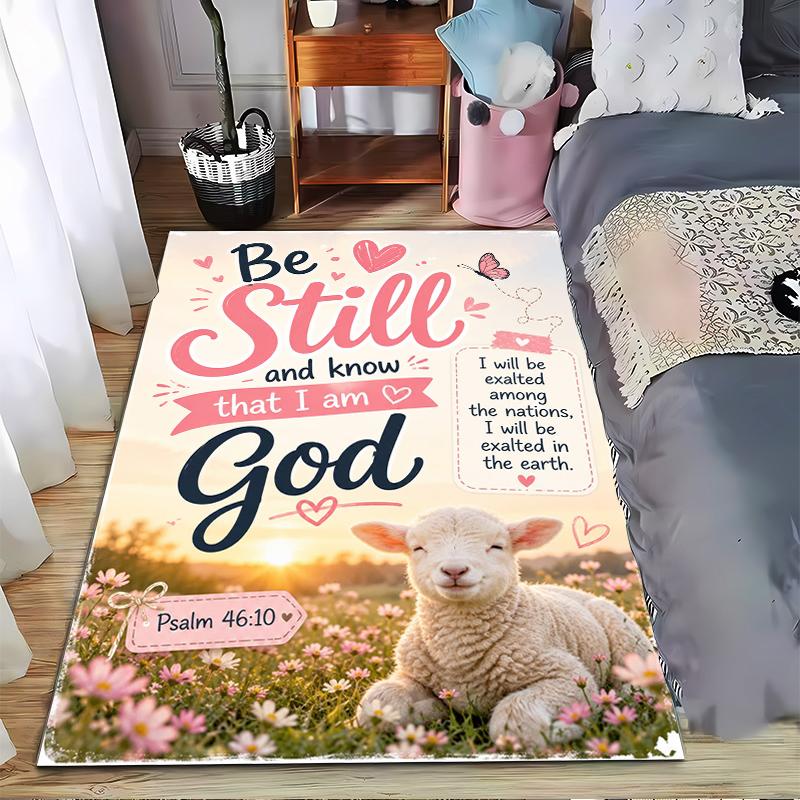 Be Still and Know God Psalm 46:10 Non-slip rug suitable for living room and bedroom sofas