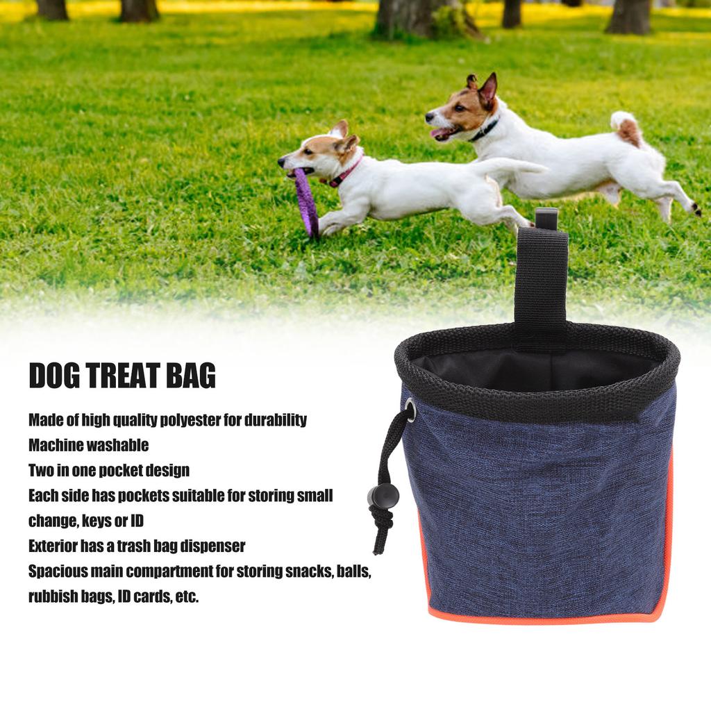 Dog Treat Pouch Collapsible Dog Walking Bag with Built In Poop Bag Dispenser for Travel Walking Outdoor