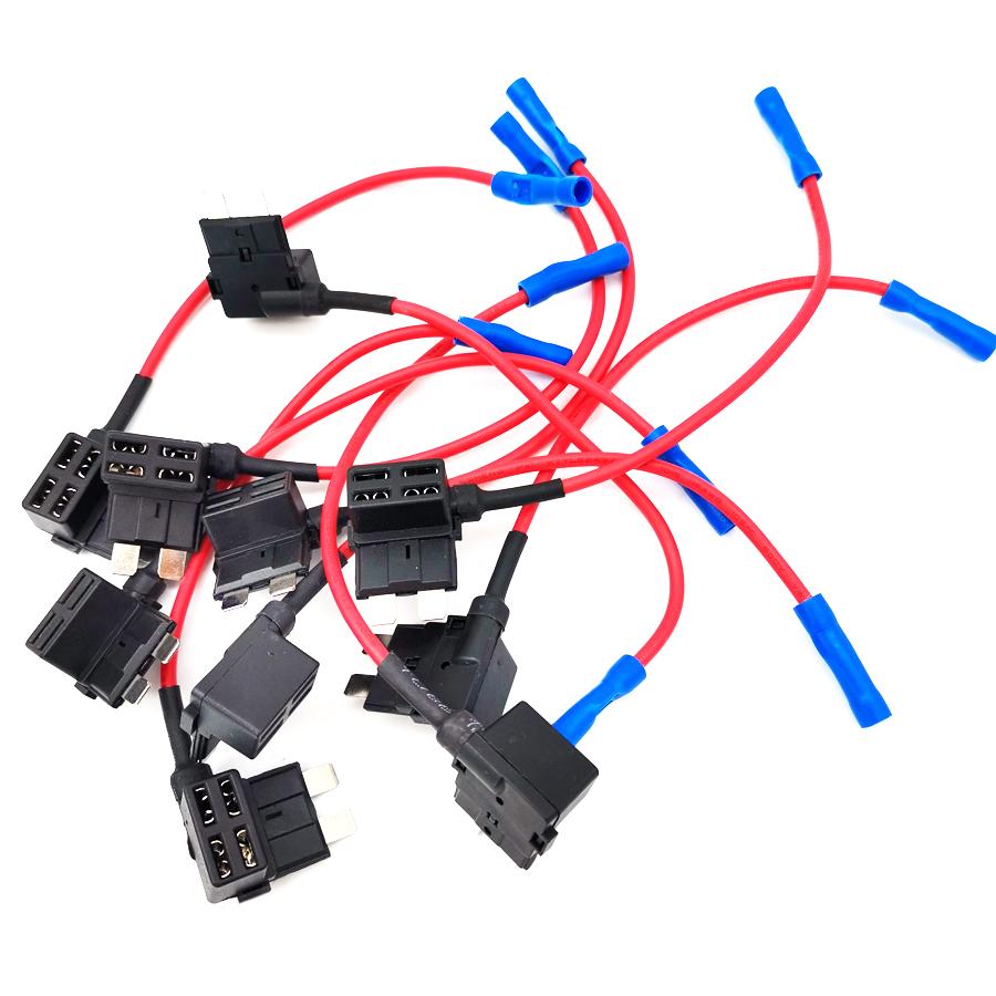 10 Pcs Car Middle Standard ATO ATC Blade Fuse TAP Dual Circuit Adapter Kit