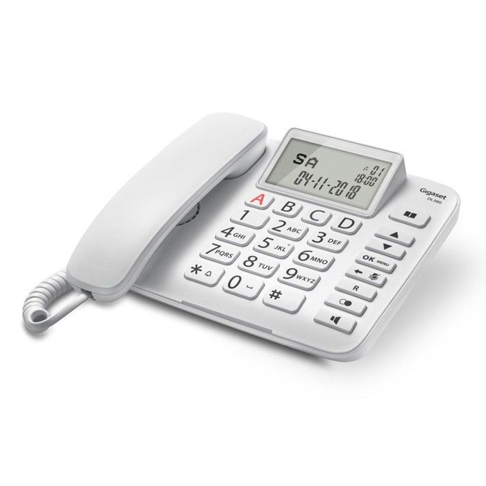 Téléphone Fixe Gigaset Dl380 Blanc - Capacité Répertoire 99 - Téléphone Filaire