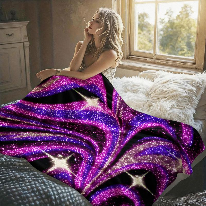 Glitter Galaxy Swirl Flannel Blanket Warm Soft Halloween Christmas Decorative Couch Warm Cozy All-Season Gift
