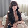 Women’s Long Big Wavy Curly Wig Natural-Looking Synthetic Full Wig with Bangs