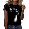 Summer Kitten Pattern 3D Printed Loose Casual Round Neck Short Sleeved T-Shirts Women’s