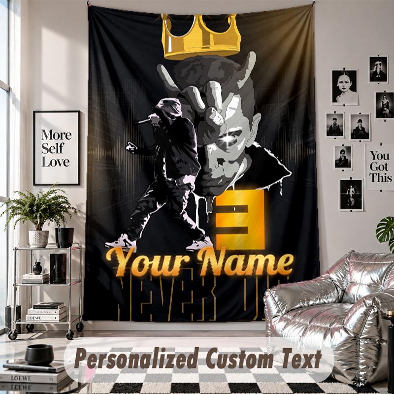Wandbehang mit individuellem Namen & Text, Eminem Dekorationstuch für Schlafzimmer