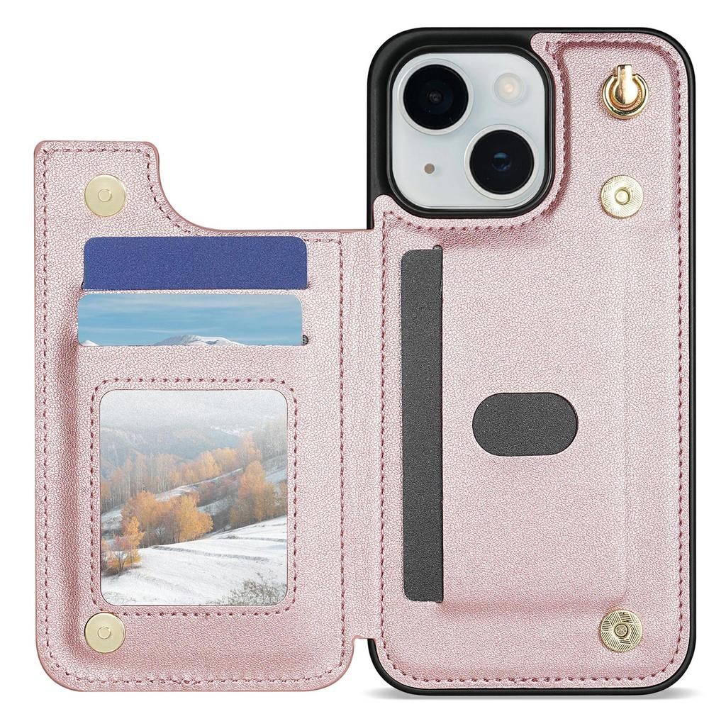 Für iPhone 15 Hülle mit Handschlaufe Kartenfächer Rautenmuster Leder+TPU Handyhülle