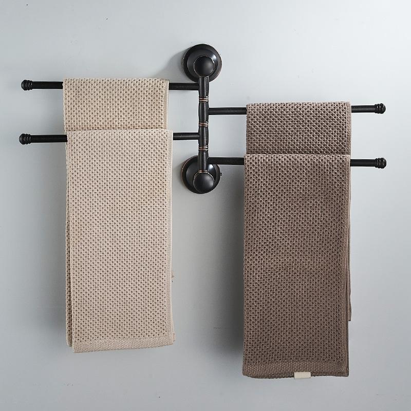 Bathroom Bath Toilet Paper Holder Robe Hook Bathroom Retractable Towel Hanging Rod Black Zinc Alloy EL852