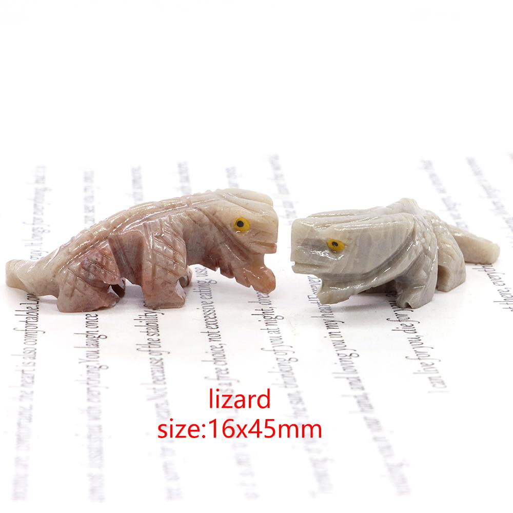 Mini Animals Frog Figurine Ornament Natural Shoushan Stone Carving Healing Crystal Fish Dinosaur Statue Room Desk Crafts Decor