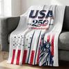 USA 250th Anniversary Commemorative Blanket Patriotic American Flag Flannel Throw Gift Blanket Soft Cozy Bed Sofa Decor