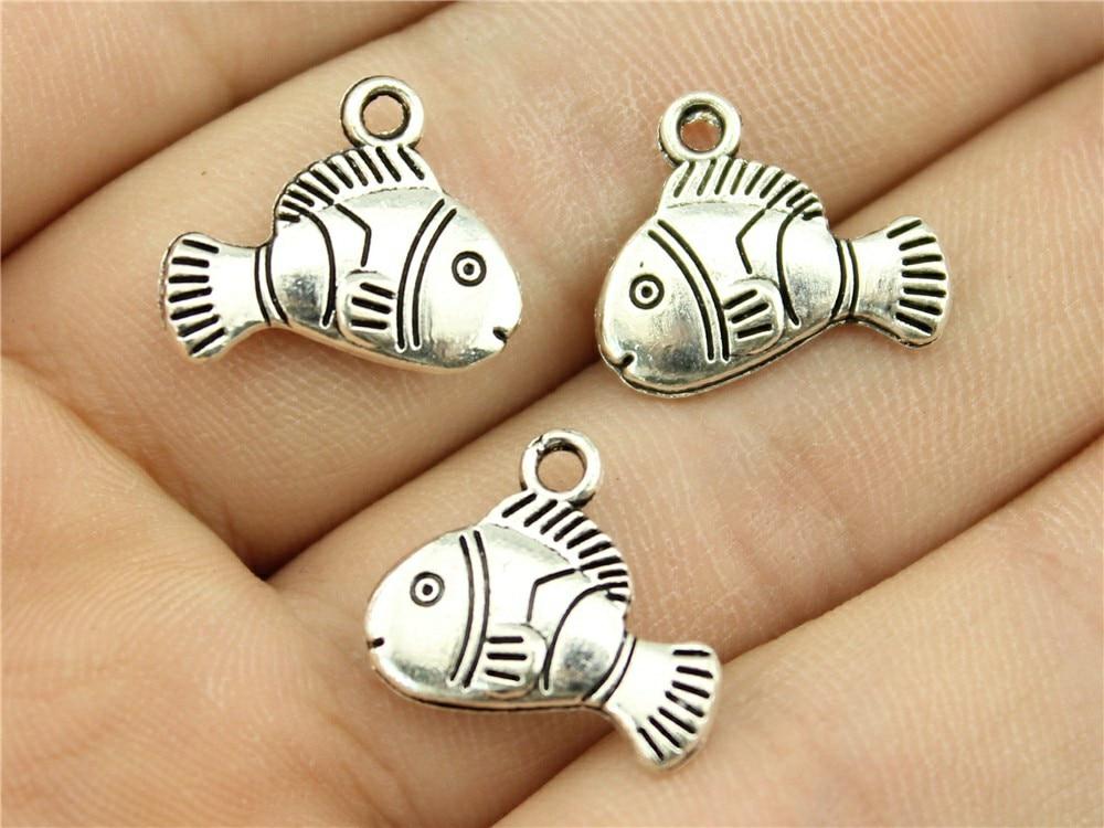 WYISYWG 15 Pieces Charm Metal Pendant Charms Fish 16x14mm Supplies For Jewelry Findings Components B13106