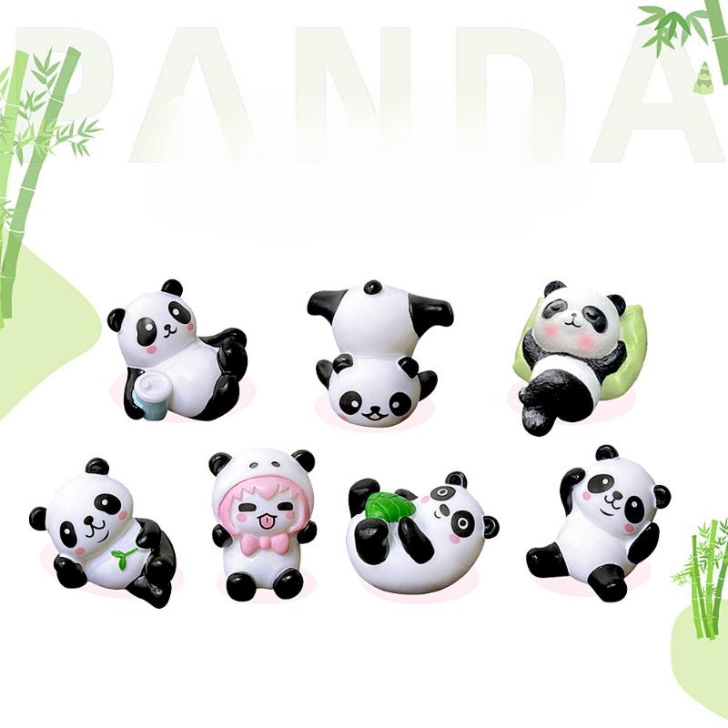 Cute Mini Panda Car Ornaments DIY Decoration Doll Car Interior Accessories Toy Garden Desktop Household Decoration Gifts New