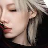 1Pc Gothic Black Feather Drop Earrings for Men Women Punk Red Zircon Geometric Personality Ear Buckle Earrings Y1K Jewelry Gifts