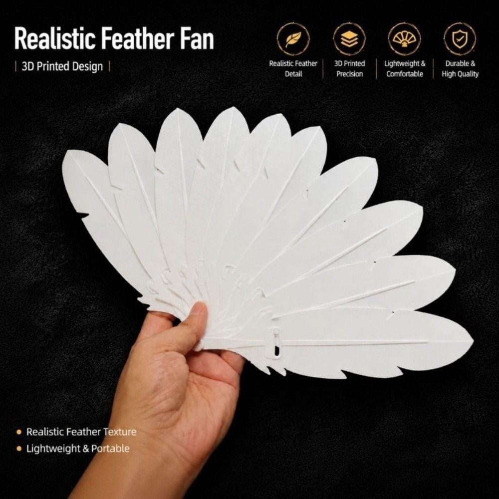 Portable Handheld Feather Fan 3D Printed Costume Prop Fan Summer Cooling Fan Outdoor Use