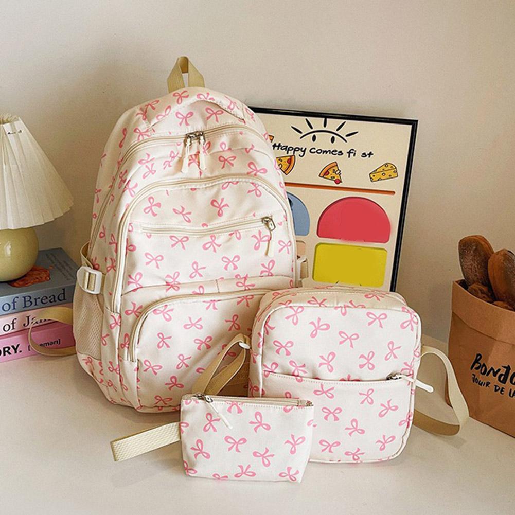3 Set Large Capacity Backpack Nylon School Bag Adjustable Strap College Bag Travel Backpack Student Backpack