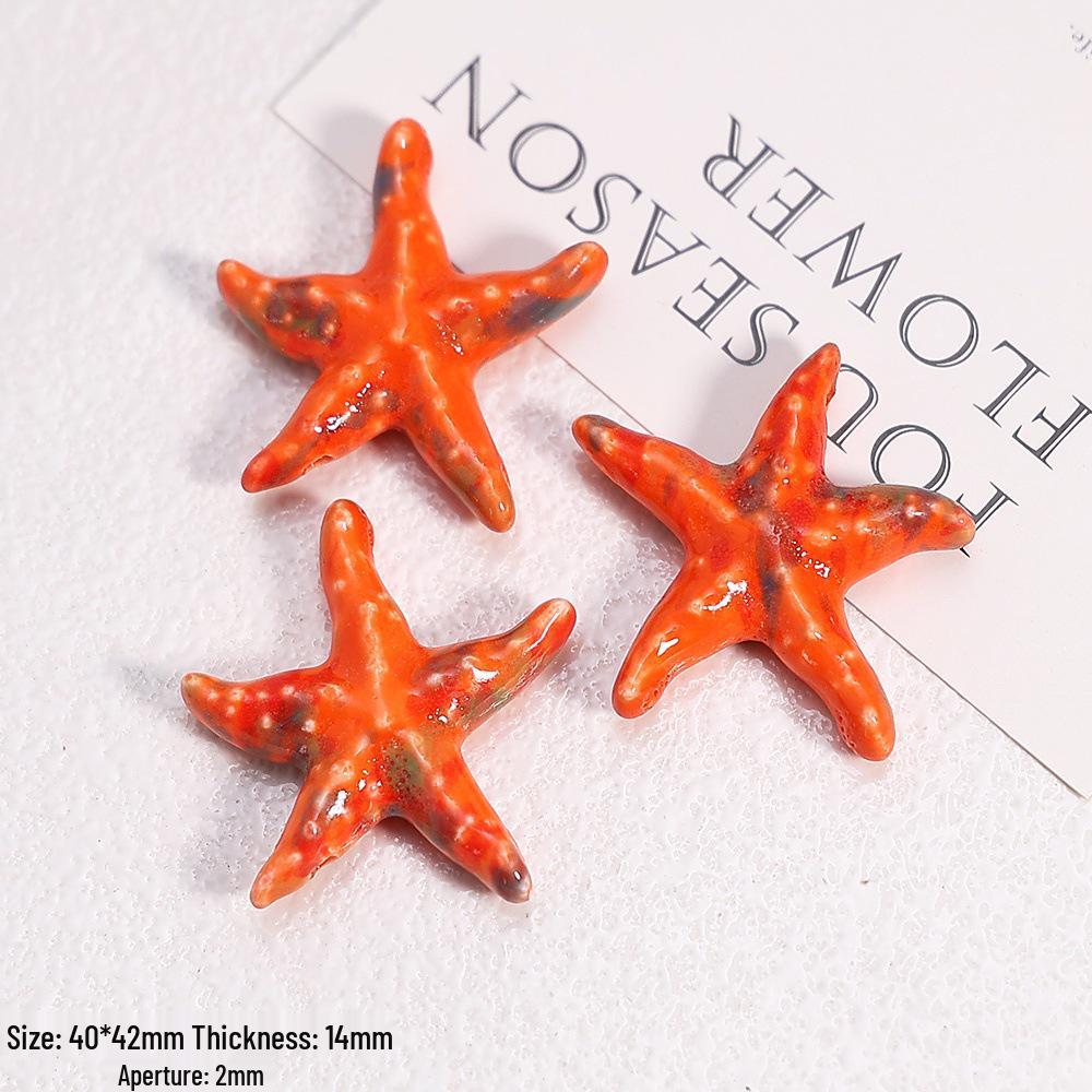 Hand-Painted Ocean Ceramic Beads: Tropical Fish, Starfish, and Seashell Shapes for DIY Jewelry