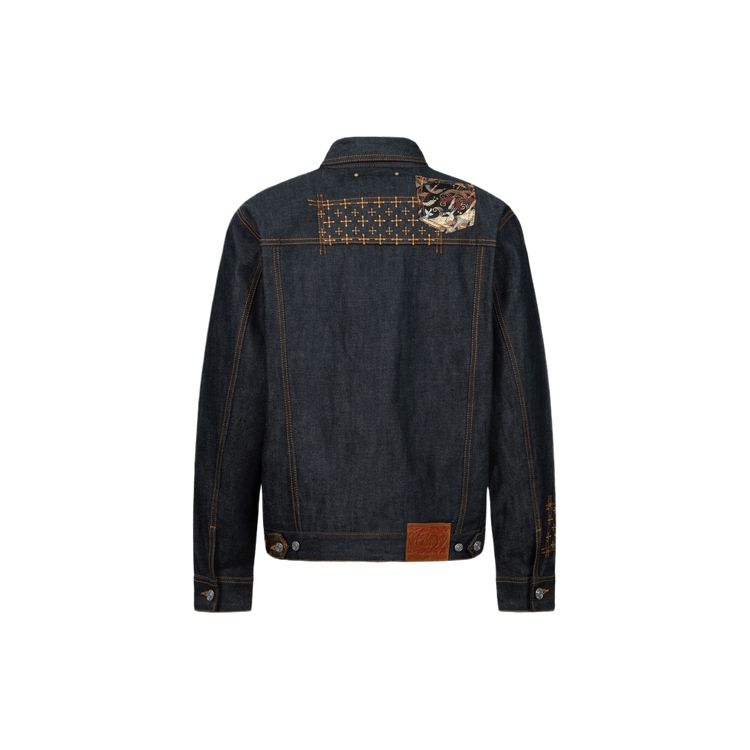 Evisu SS24 Little Seagull Embroidery And Jacquard Pocket Casual Wide Denim Jacket Men Jackets Denim-Blue 2ESHTM4DJ7001RXDP