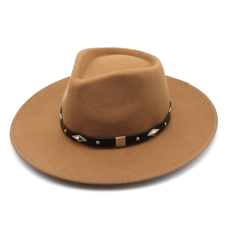 Vintage Woolen Hat British Hat Wide Brim Jazz Top Hat Versatile Hat Trendy Felt Hat