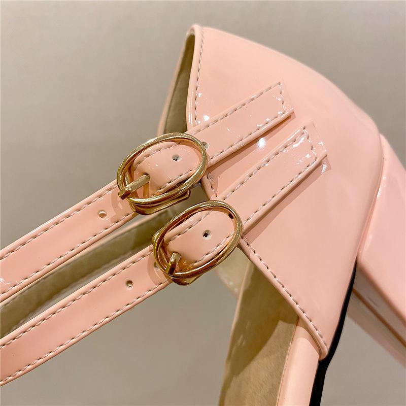 Women's high heels, single shoes, sweet waterproof platform, thick heels, low cut shoes, plus size, versatile sandals