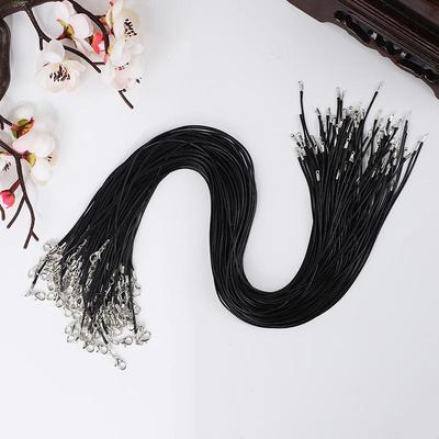 Cienki karabińczyk 1,0 mm Czarny woskowany skórzany sznurek do naszyjnika do DIY biżuterii