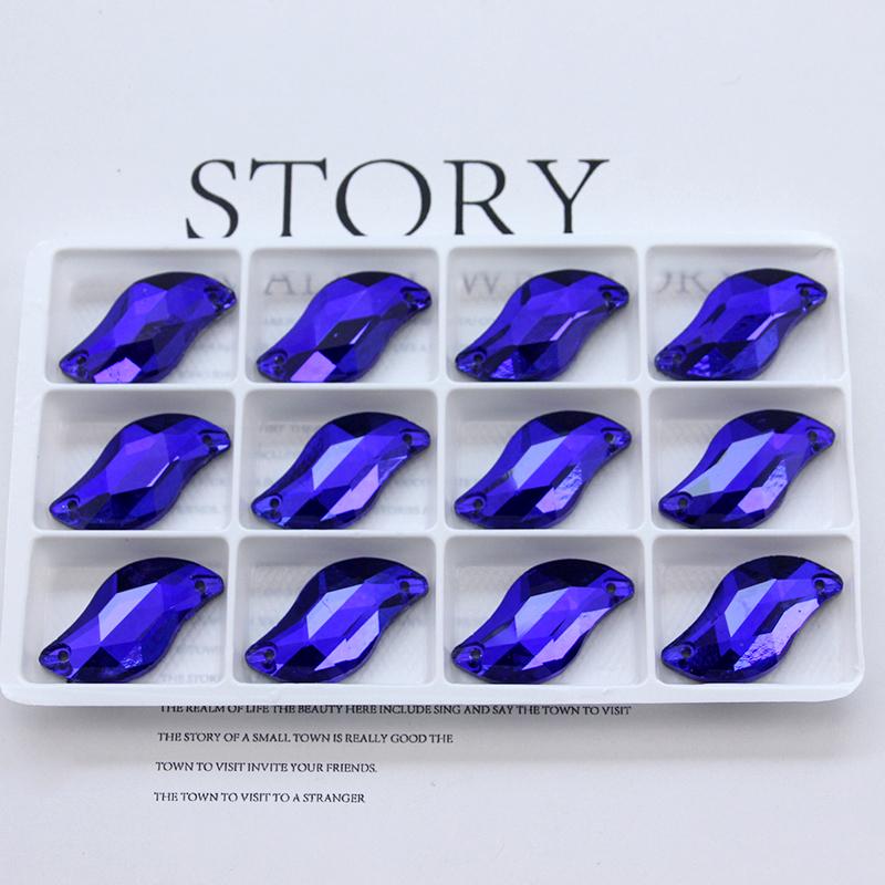 All Size All Color Ab S Shape Sew On Rhinestone Leaf Glass Crystal Sewing Flatback 2 Holes 6*12 10*20 14*30 for Dress Decoration